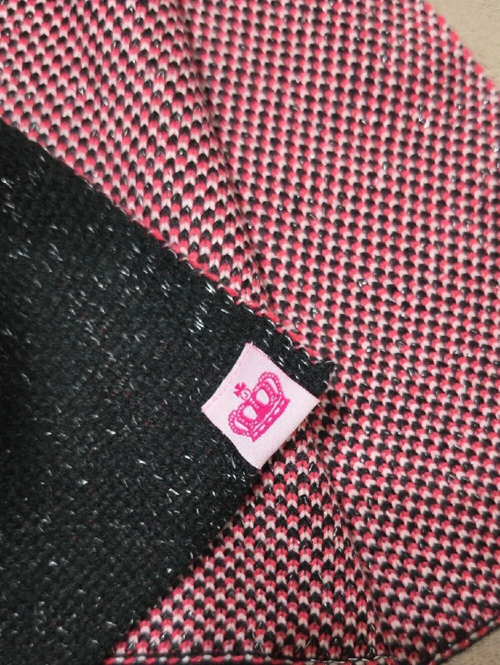 Juicy Couture Pink and Black Reversible Knit Scarf